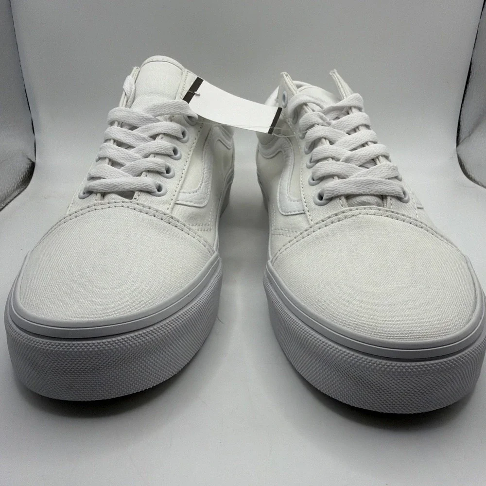VANS Unisex Old Skool Classic Skate Shoes True White 10.5 Women/9Men‎ - NEW